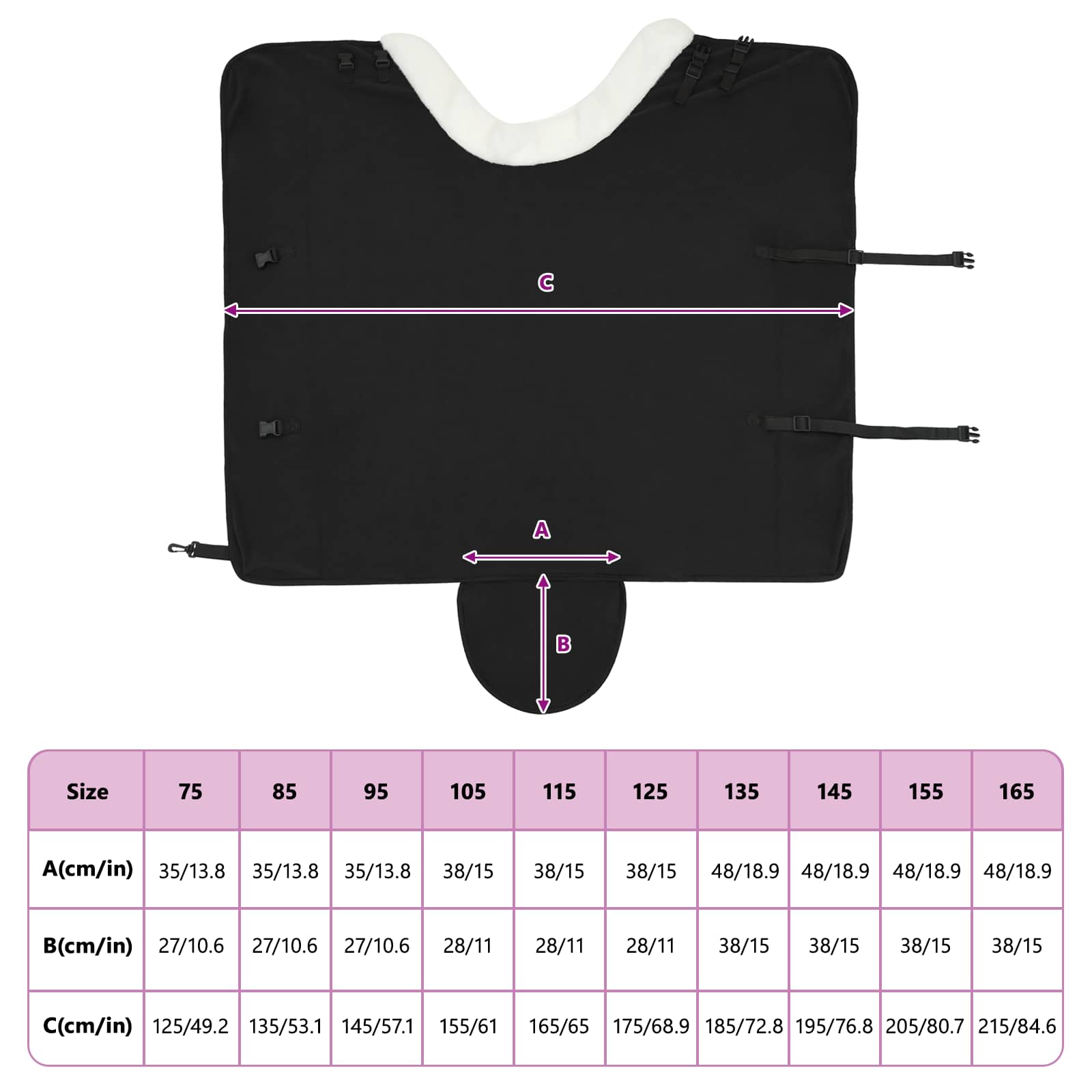 Pferdedecke Schwarz 125 cm Polarfleece