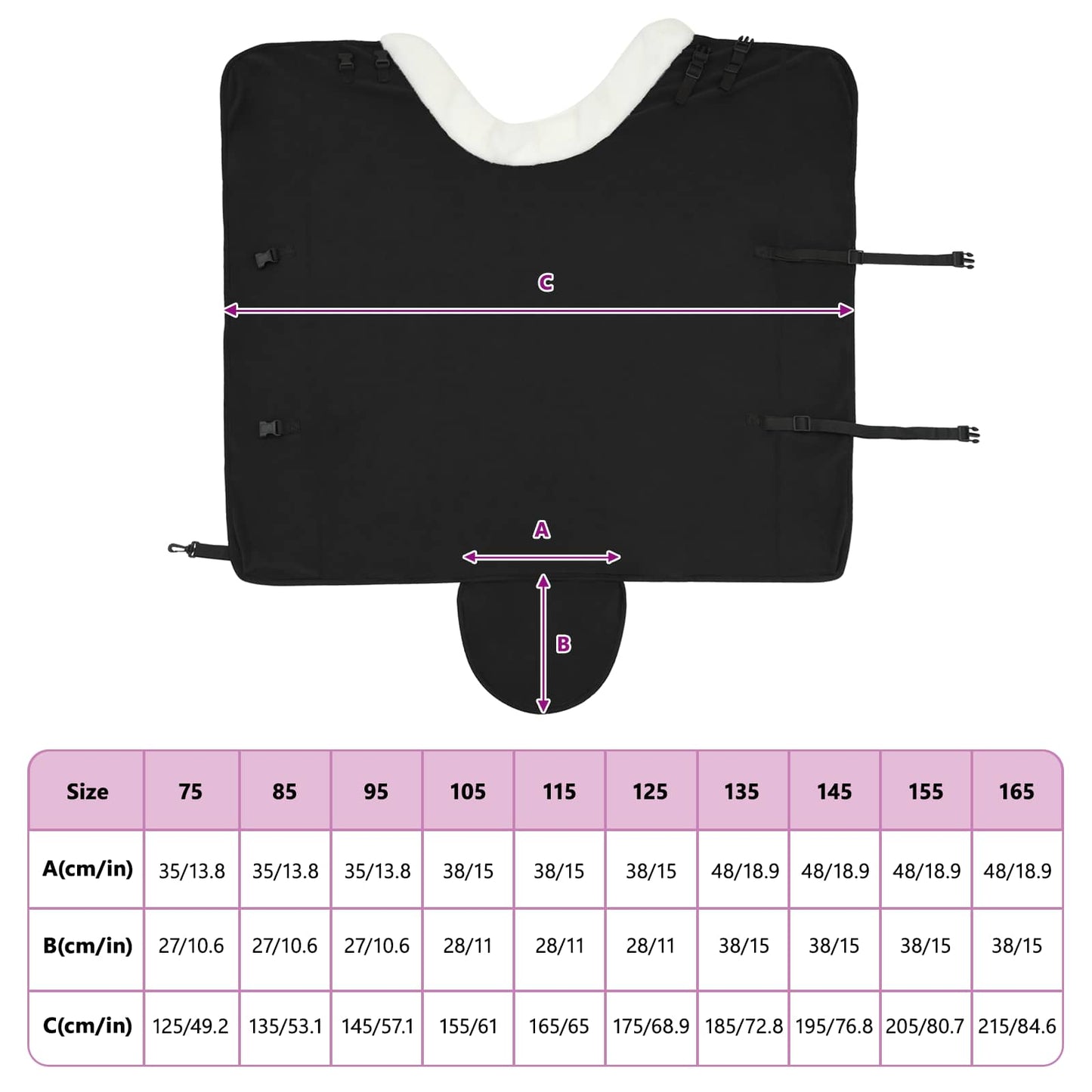 Pferdedecke Schwarz 135 cm Polarfleece