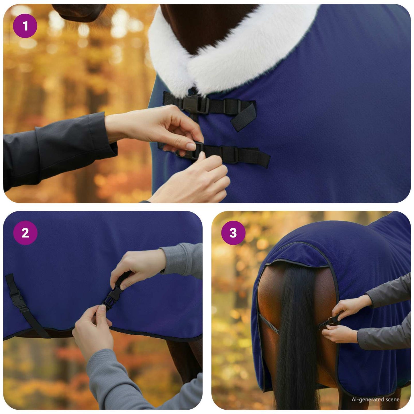 Pferdedecke Marineblau 95 cm Polarfleece