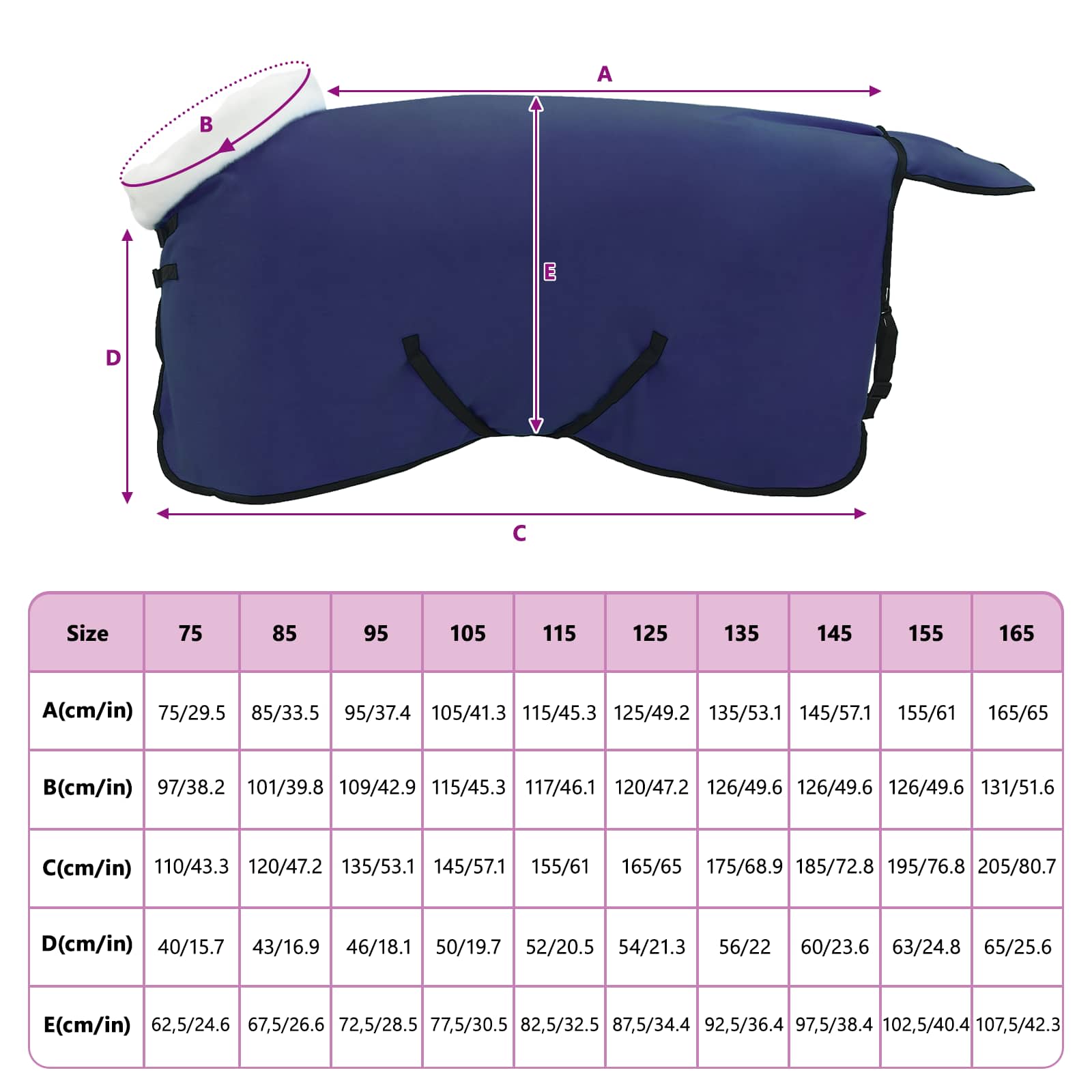 Pferdedecke Marineblau 105 cm Polarfleece