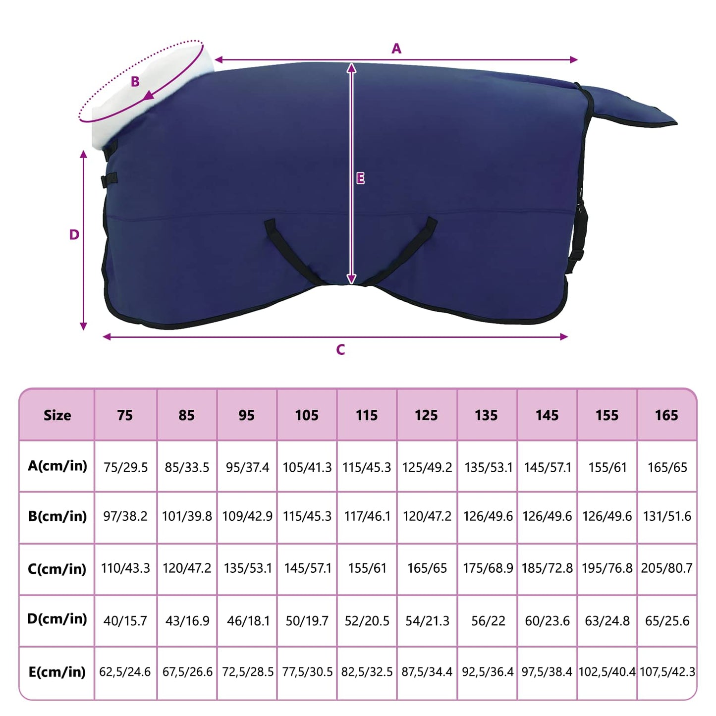Pferdedecke Marineblau 165 cm Polarfleece