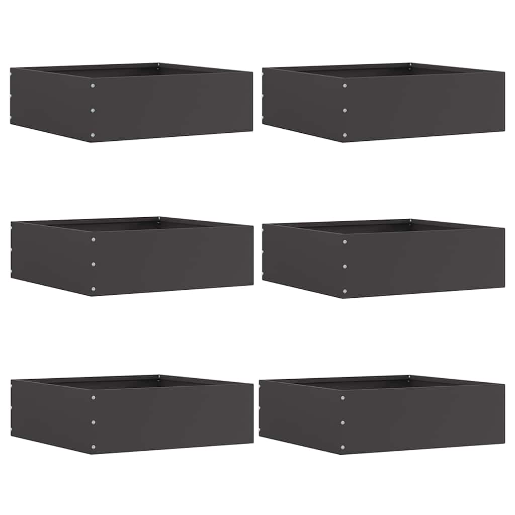 Rasenkante 6 stk. 40 x 40 x 13 cm Stahl Schwarz