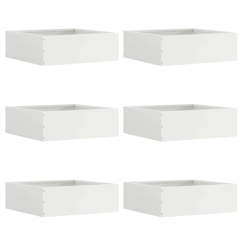 Rasenkante 6 stk. 40 x 40 x 13 cm Stahl Weiß