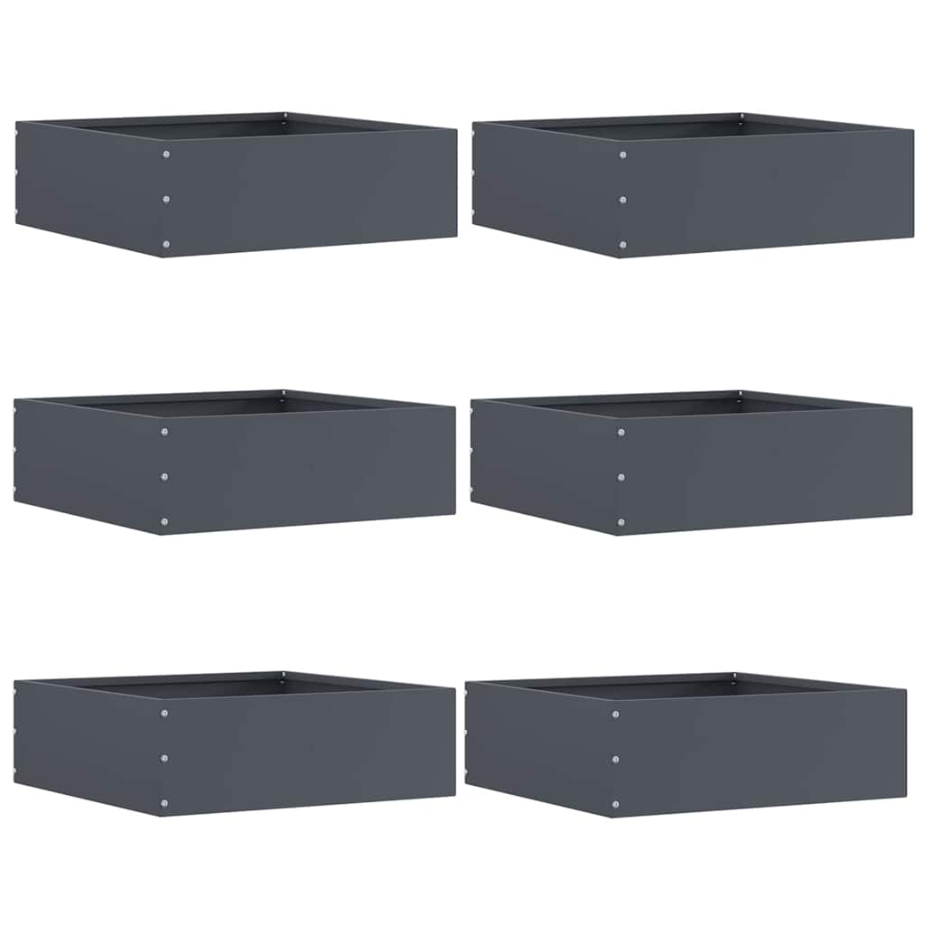 Rasenkante 6 stk. 40 x 40 x 13 cm Stahl Anthrazit