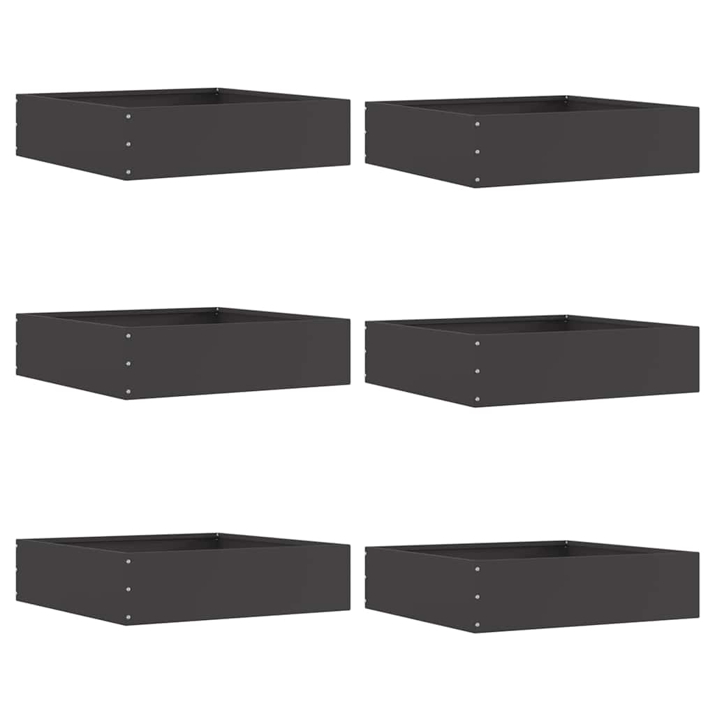 Rasenkante 6 stk. 50 x 50 x 13 cm Stahl Schwarz