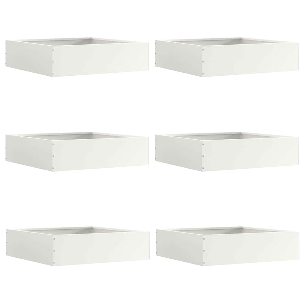 Rasenkante 6 stk. 50 x 50 x 13 cm Stahl Weiß