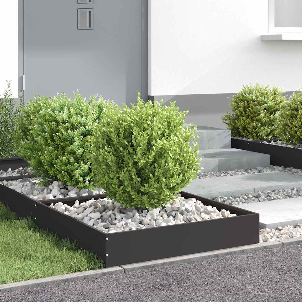 Rasenkante 60 x 60 x 13 cm Stahl Schwarz