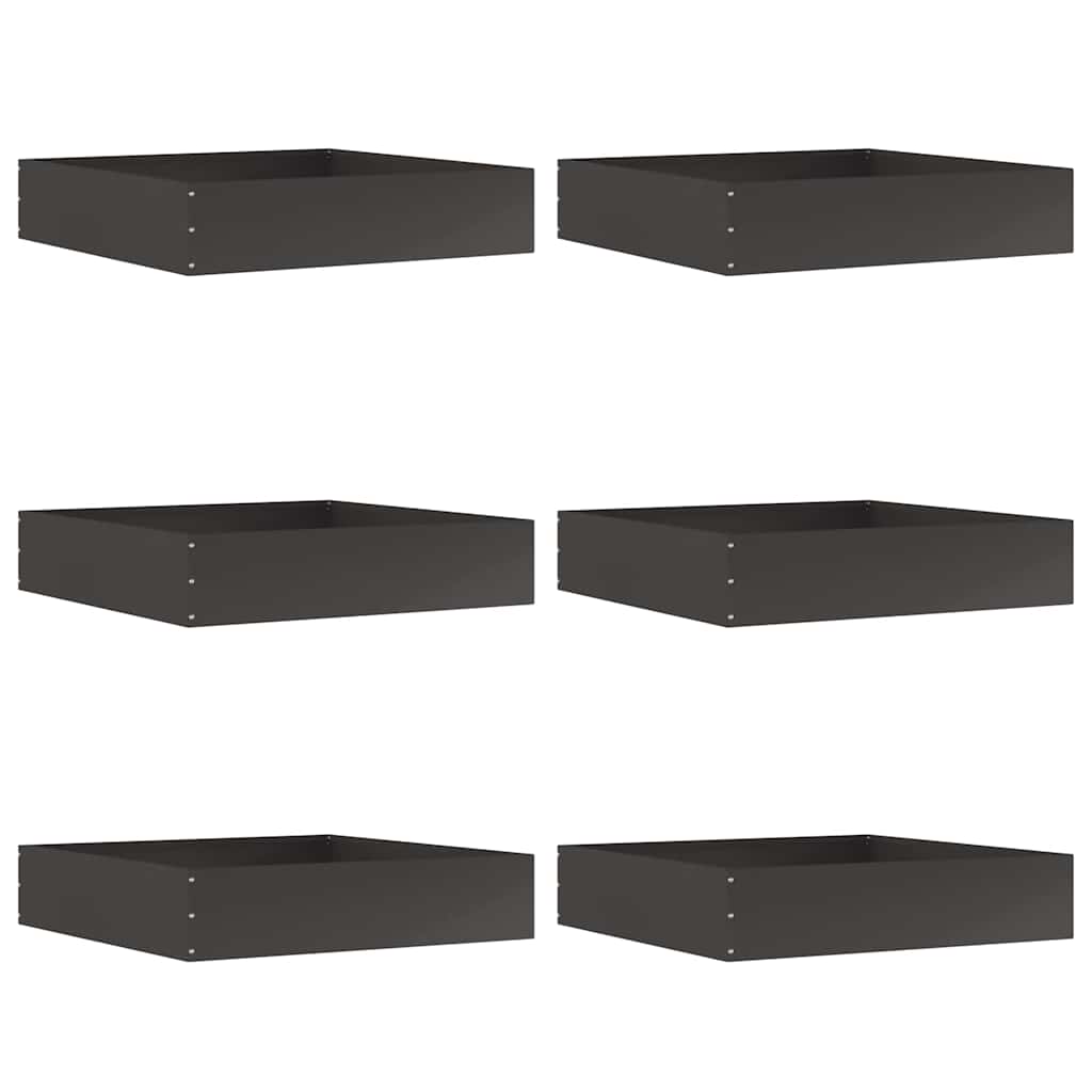Rasenkante 6 stk. 60 x 60 x 13 cm Stahl Schwarz