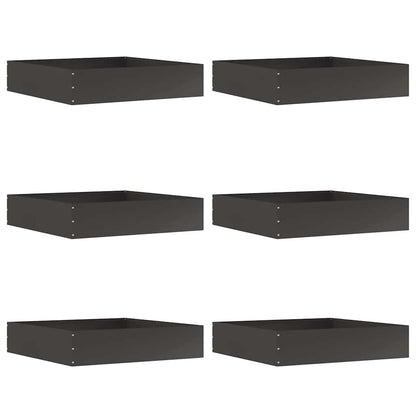 Rasenkante 6 stk. 60 x 60 x 13 cm Stahl Schwarz