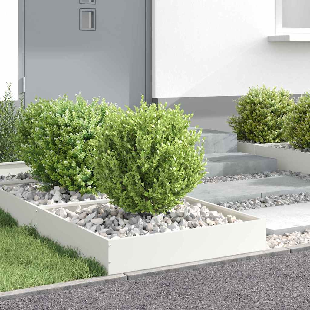 Rasenkante 60 x 60 x 13 cm Stahl Weiß