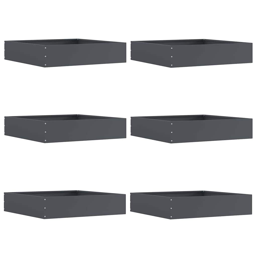 Rasenkante 6 stk. 60 x 60 x 13 cm Stahl Anthrazit