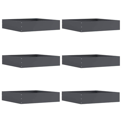 Rasenkante 6 stk. 60 x 60 x 13 cm Stahl Anthrazit