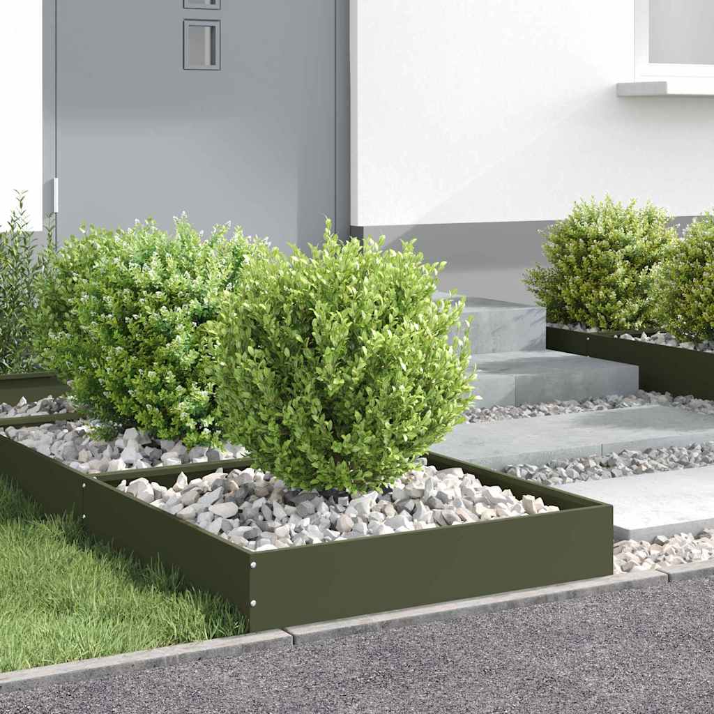 Rasenkante 60 x 60 x 13 cm Stahl Olivgrün