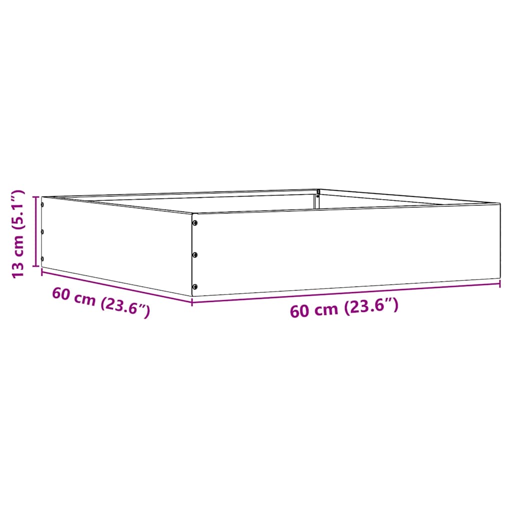 Rasenkante 60 x 60 x 13 cm Rostoptik