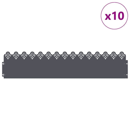 Rasenkanten 10 stk. 103 x 0,05 x 22 cm Stahl Anthrazit