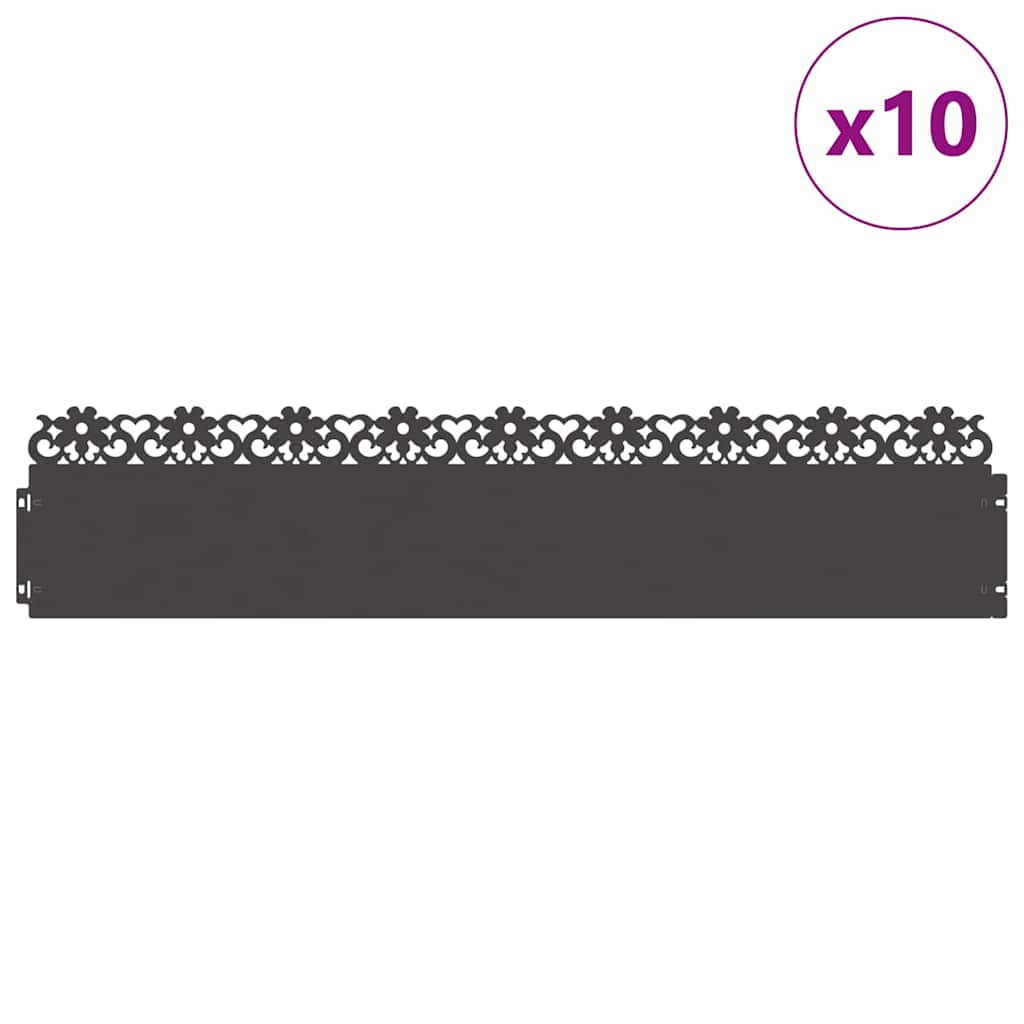 Rasenkanten 10 stk. 103 x 0,05 x 22 cm Stahl Schwarz