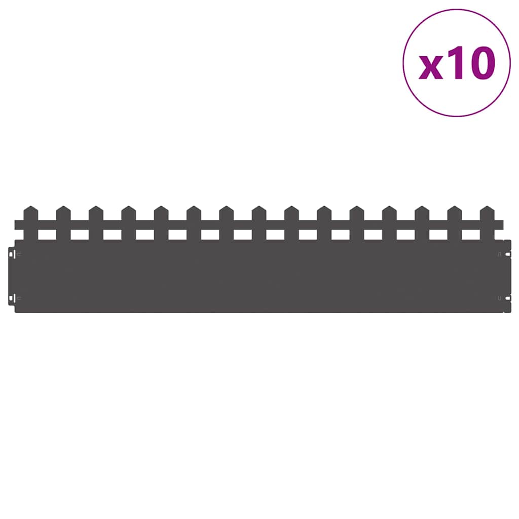 Rasenkanten 10 stk. 103 x 0,05 x 22 cm Stahl Schwarz