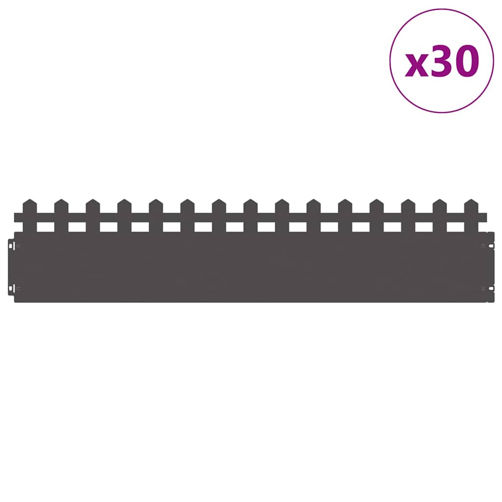 Rasenkanten 30 stk. 103 x 0,05 x 22 cm Stahl Schwarz