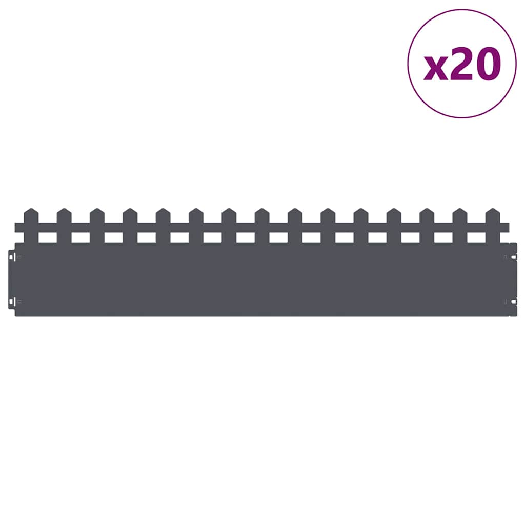 Rasenkanten 20 stk. 103 x 0,05 x 22 cm Stahl Anthrazit