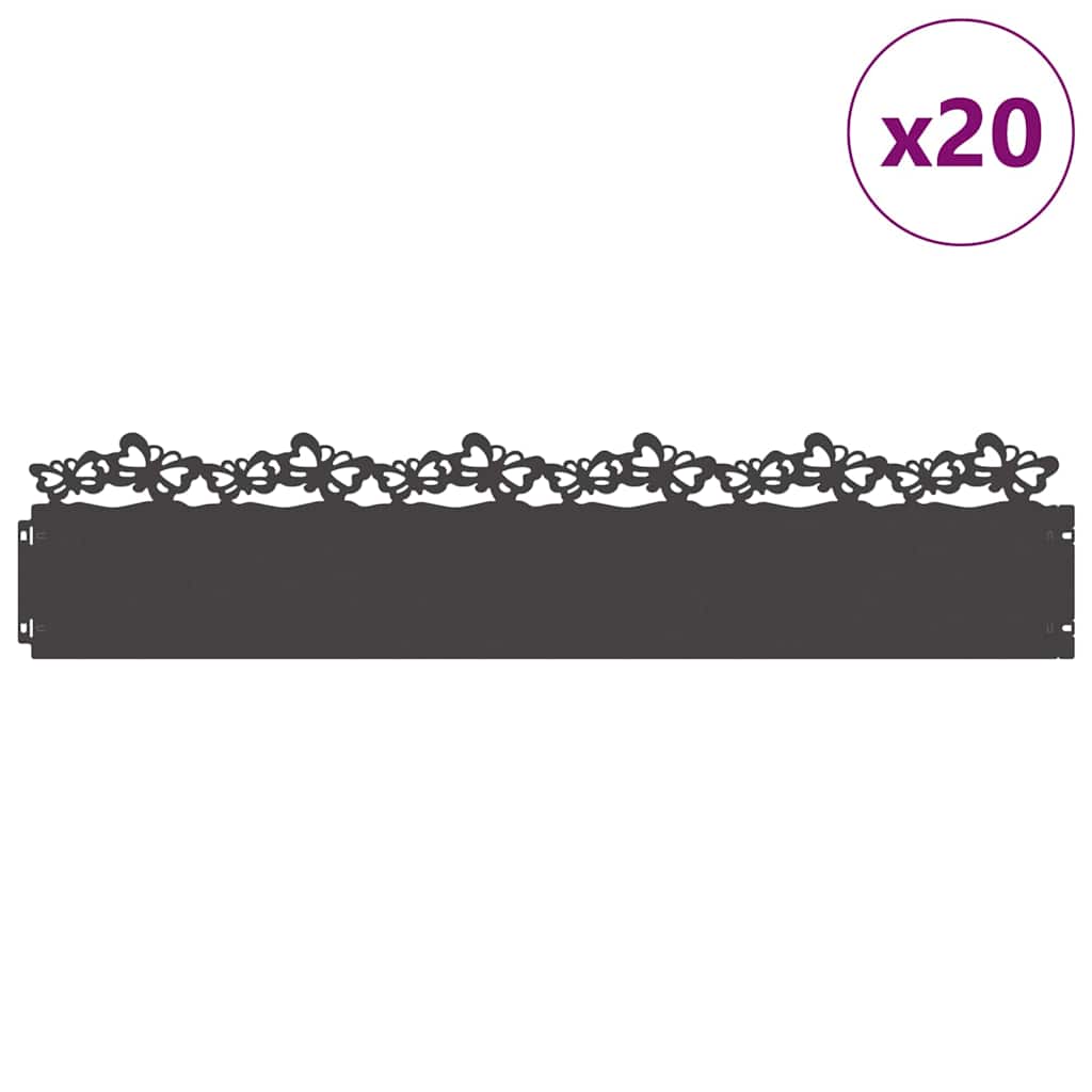 Rasenkanten 20 stk. 103 x 0,05 x 22 cm Stahl Schwarz