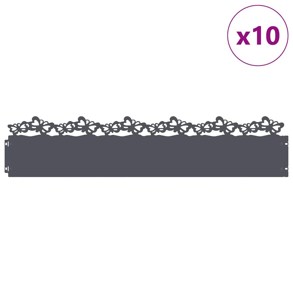 Rasenkanten 10 stk. 103 x 0,05 x 22 cm Stahl Anthrazit