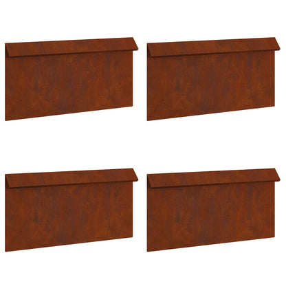 Schneckenzaun 4 stk. 50 x 3,5 x 25 cm Wetterfeststahl Rostoptik