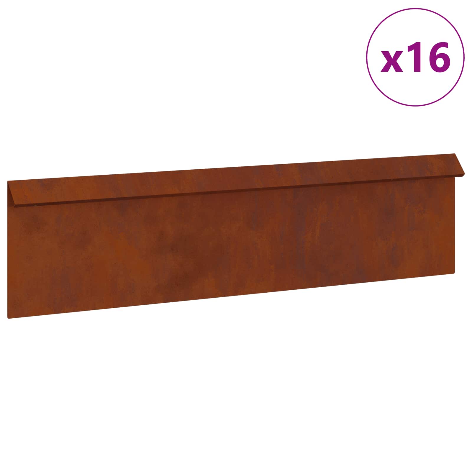 Schneckenzaun 16 stk. 100 x 3,5 x 25 cm Wetterfeststahl
