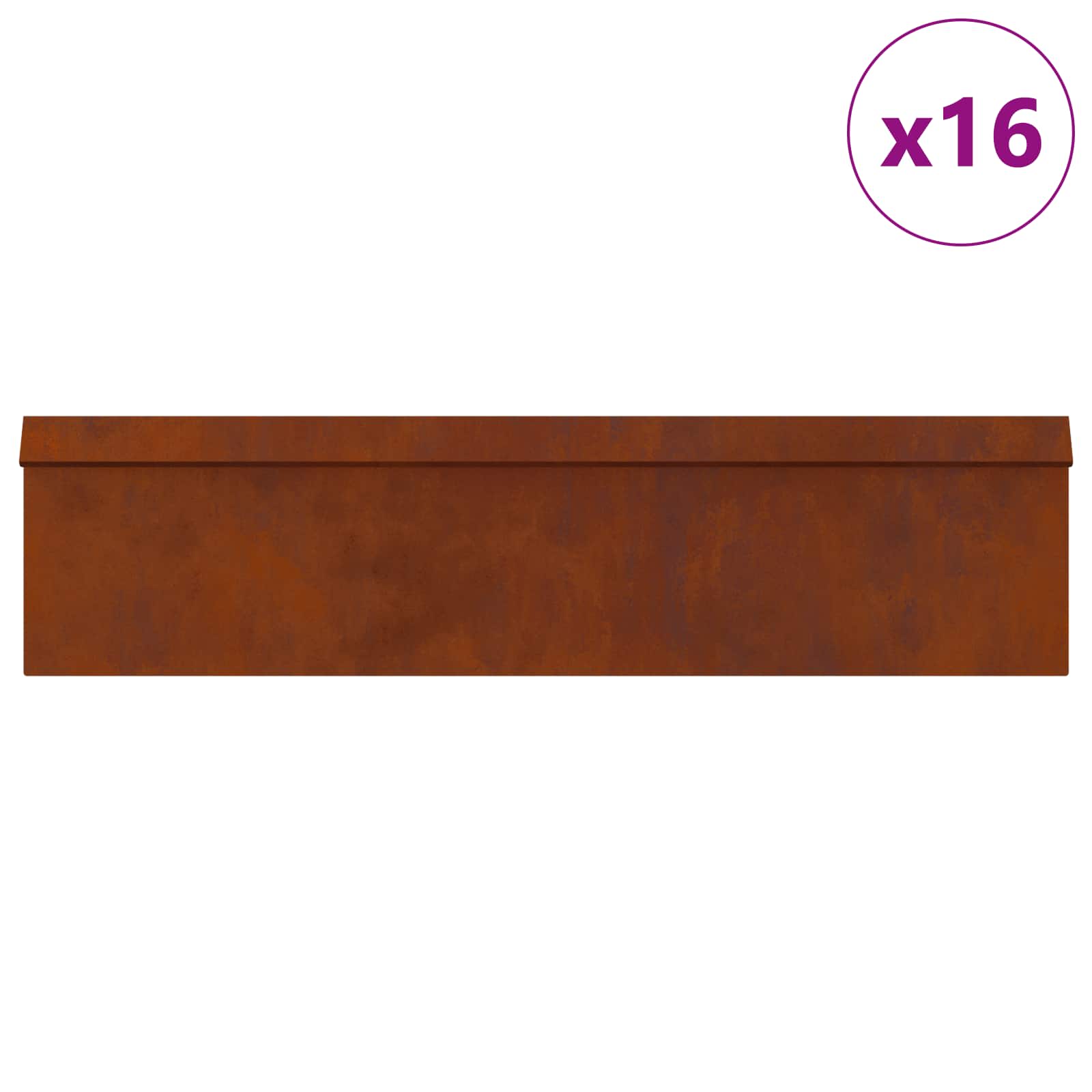 Schneckenzauns 20 stk. 100 x 3,5 x 25 cm Wetterfeststahl Rostig