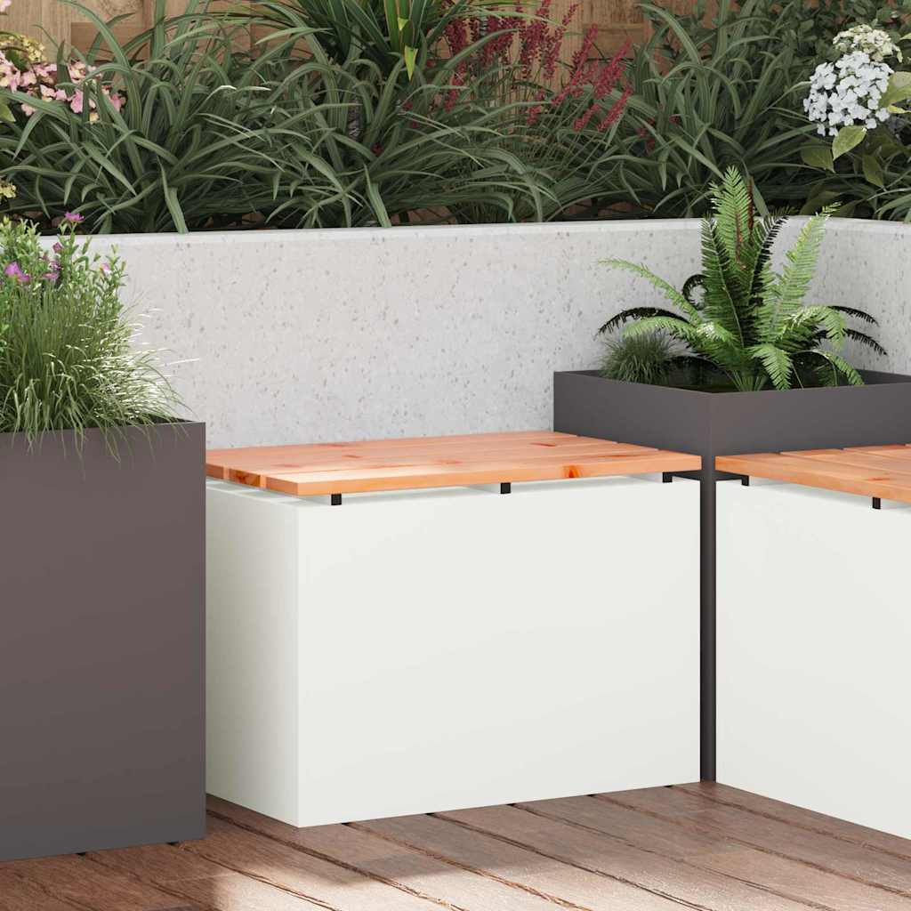 Gartenbank Weiß 60 x 40 x 43 cm Solid Douglas Wood and Steel