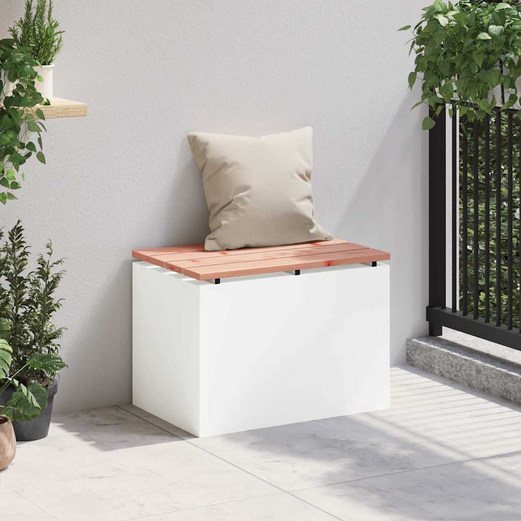 Gartenbank Weiß 60 x 40 x 43 cm Solid Douglas Wood and Steel