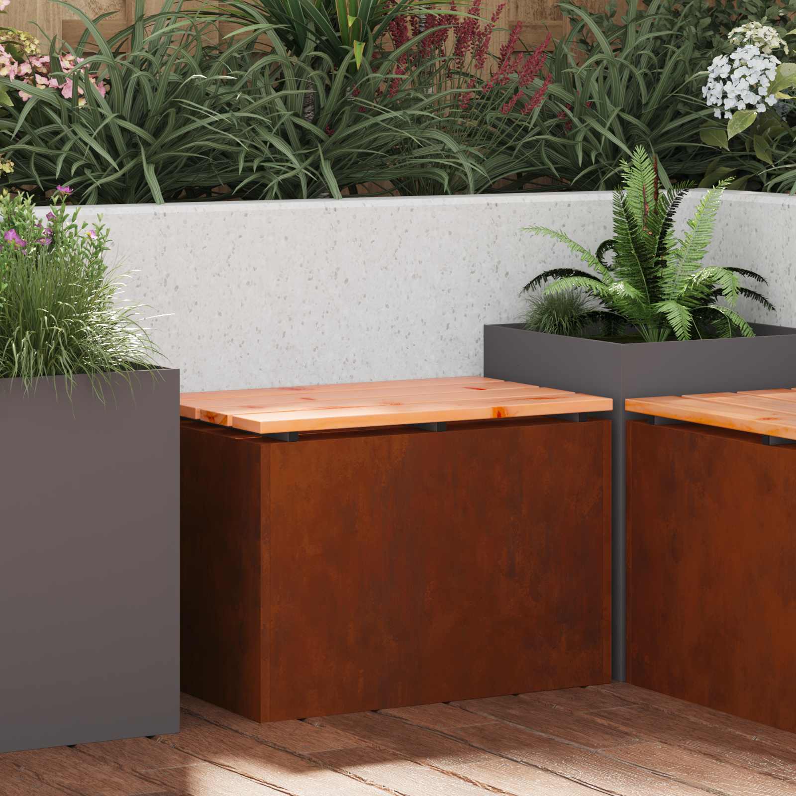 Gartenbank 1 -Seater 60 x 40 x 43 cm Rostig Rechtwinklig