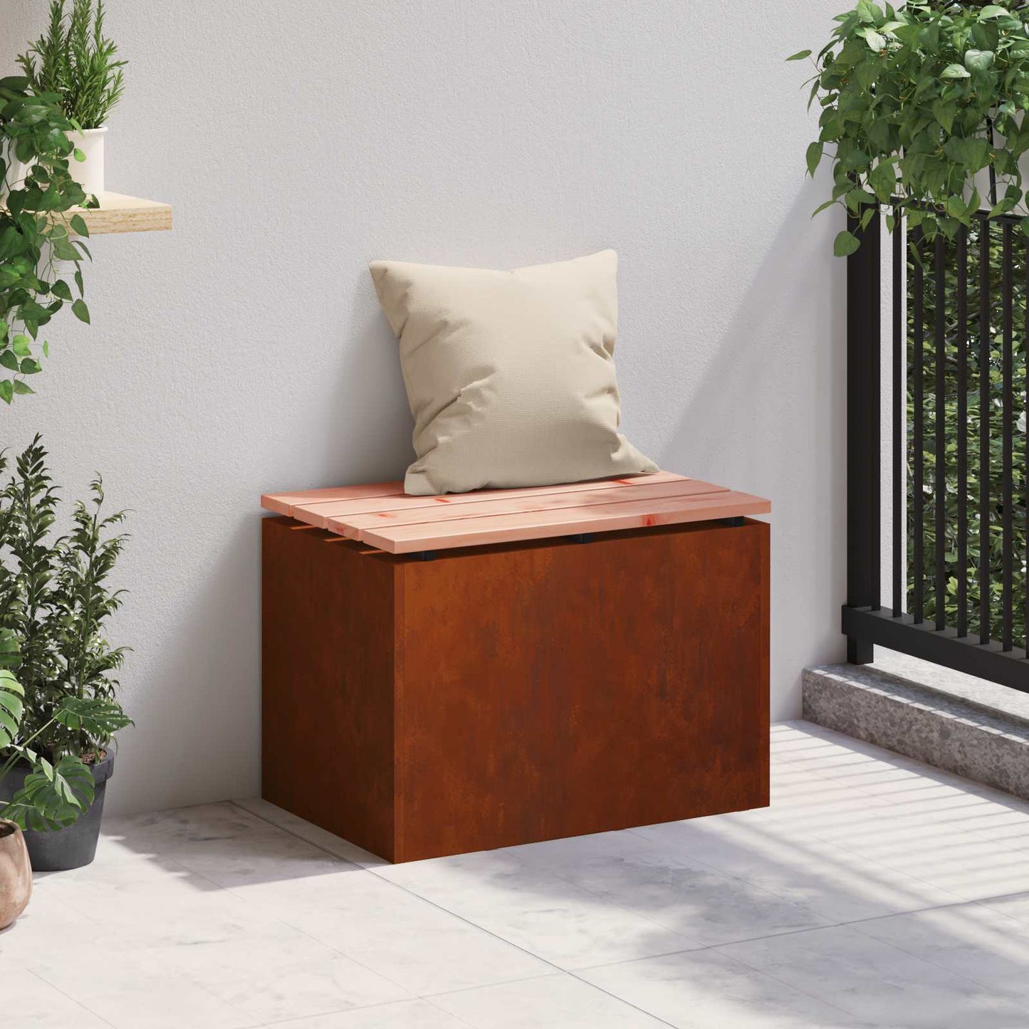 Gartenbank 1 -Seater 60 x 40 x 43 cm Rostig Rechtwinklig