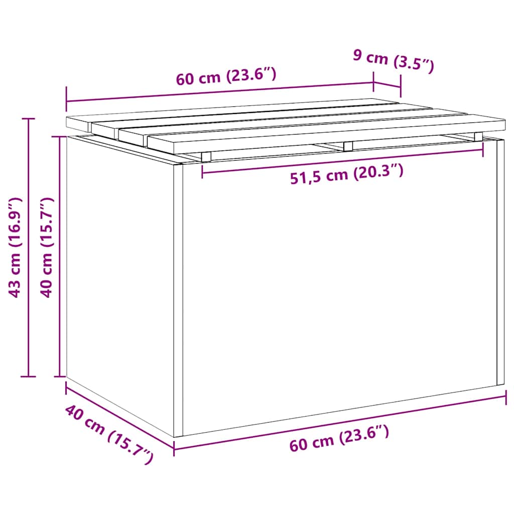 Gartenbank 1 -Seater 60 x 40 x 43 cm Rostig Rechtwinklig