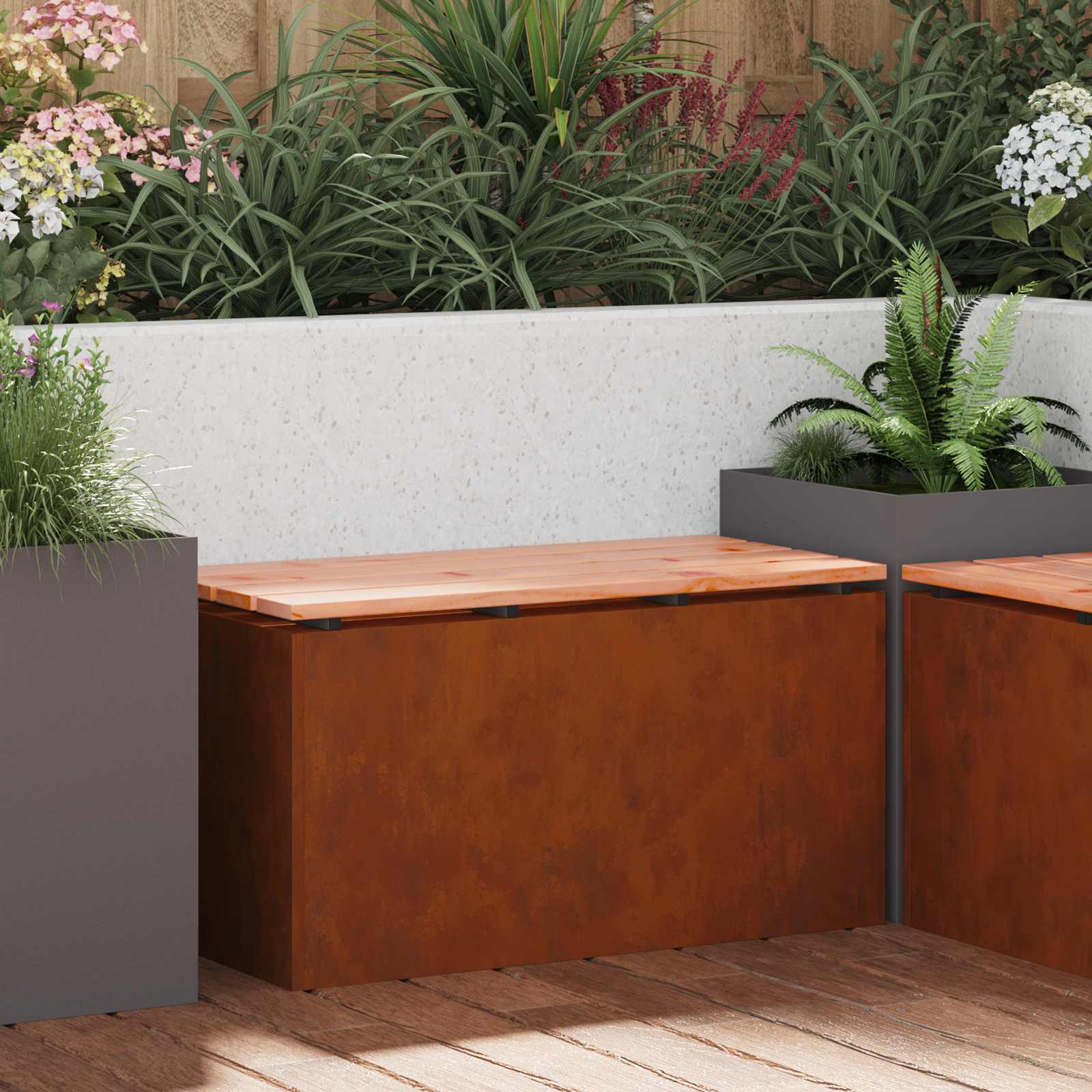Gartenbank 2 -Seater 80 x 40 x 43 cm Rostig Rechtwinklig