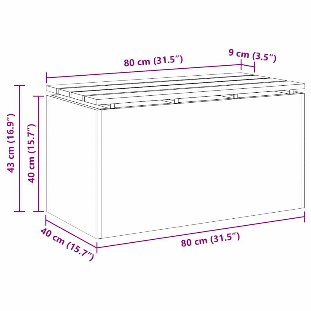 Gartenbank 2 -Seater 80 x 40 x 43 cm Rostig Rechtwinklig