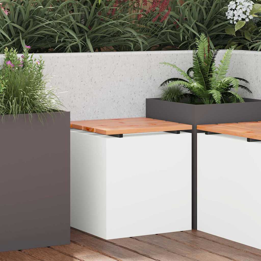 Gartenbank Weiß 40 x 40 x 43 cm Solid Douglas Wood and Steel