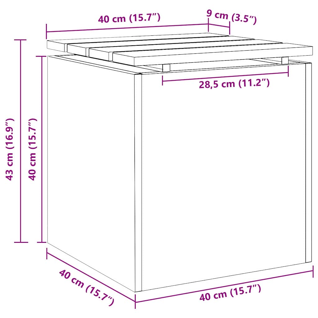 Gartenbank Weiß 40 x 40 x 43 cm Solid Douglas Wood and Steel