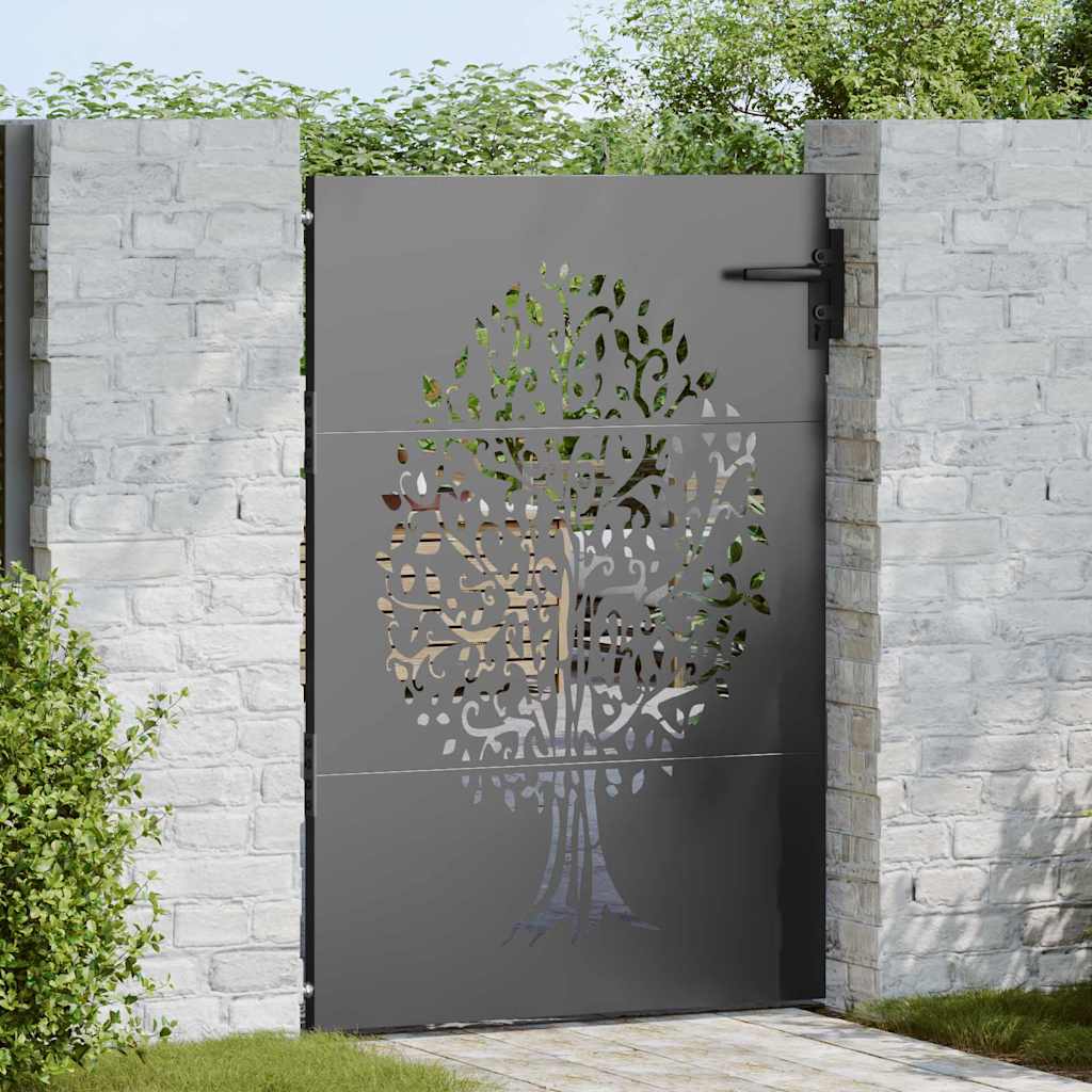 Gartentor 85 x 125 cm Pulverbeschichteter Stahl Abschließbar