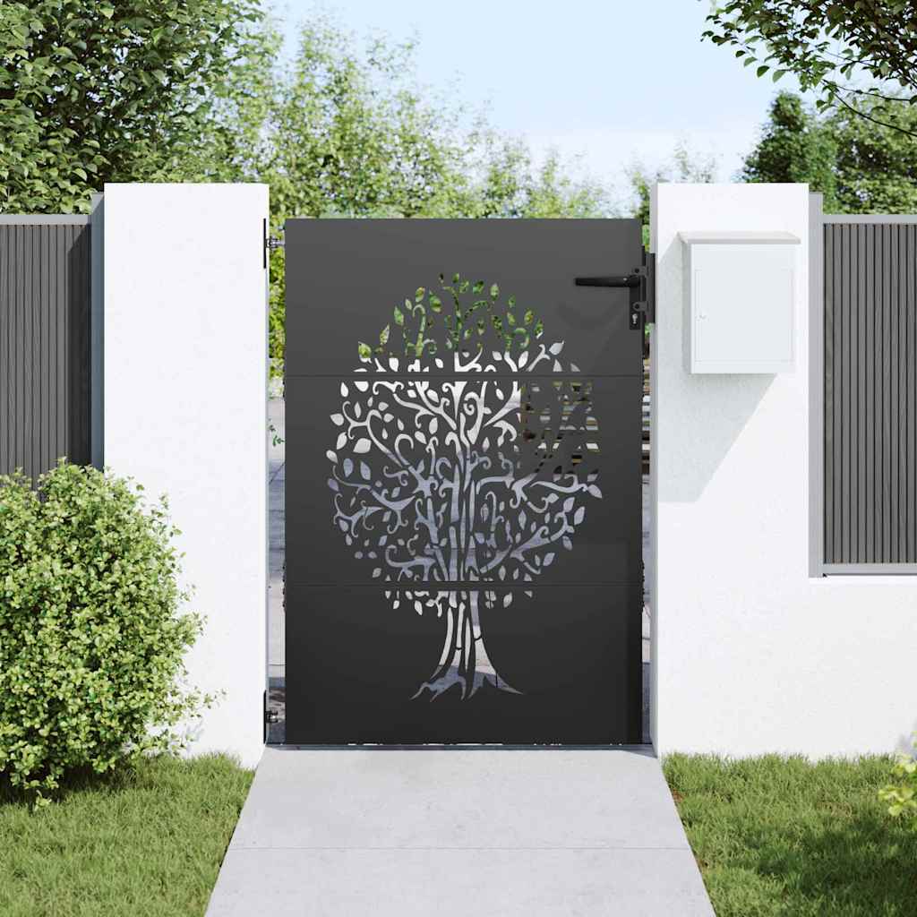 Gartentor 85 x 125 cm Pulverbeschichteter Stahl Abschließbar