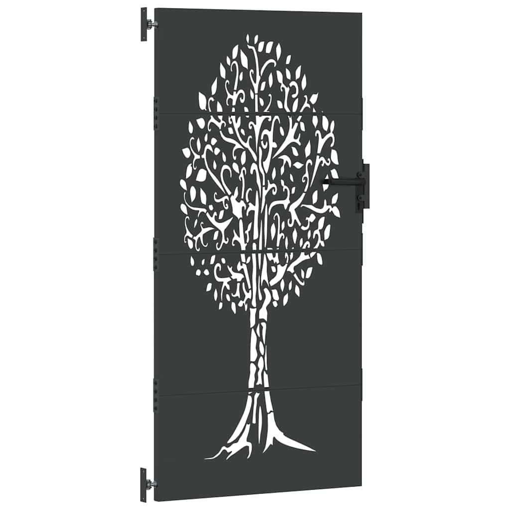 Gartentor 85 x 200 cm Pulverbeschichteter Stahl Abschließbar