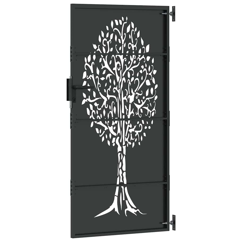 Gartentor 85 x 200 cm Pulverbeschichteter Stahl Abschließbar