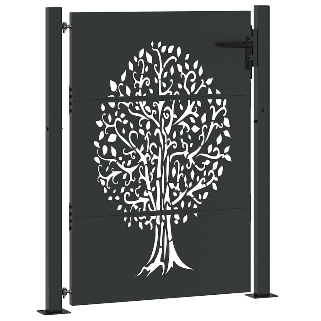 Gartentor 110 x 155 cm Pulverbeschichteter Stahl Abschließbar