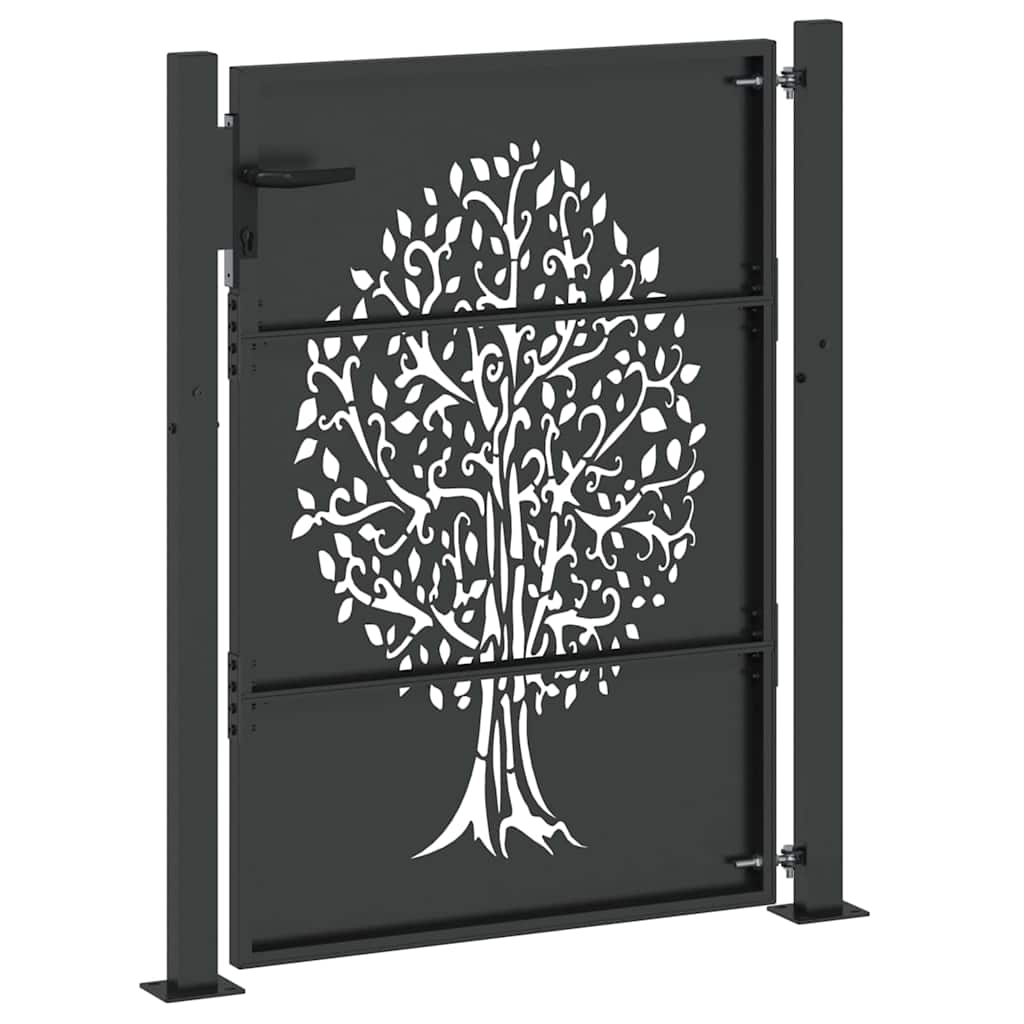 Gartentor 110 x 155 cm Pulverbeschichteter Stahl Abschließbar