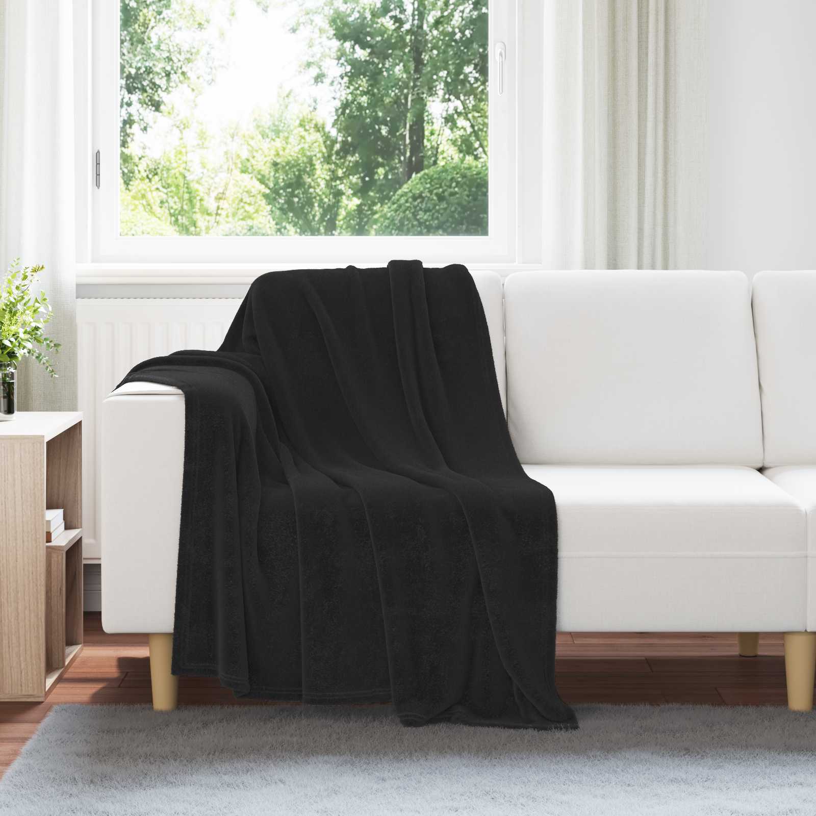 Wohndecke Schwarz 130 x 150 cm 0.51 kg Fleece