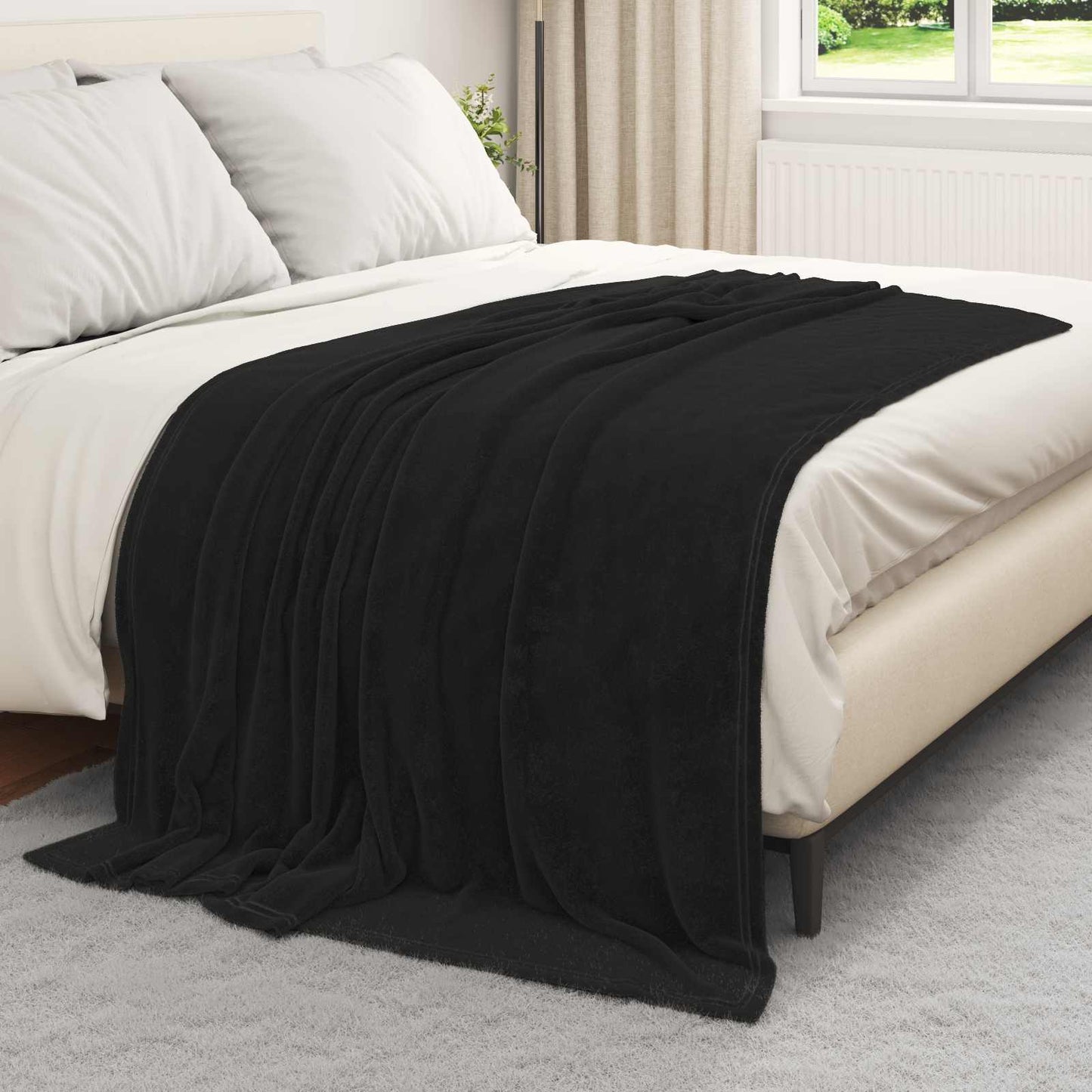 Wohndecke Schwarz 150 x 200 cm 0.78 kg Fleece