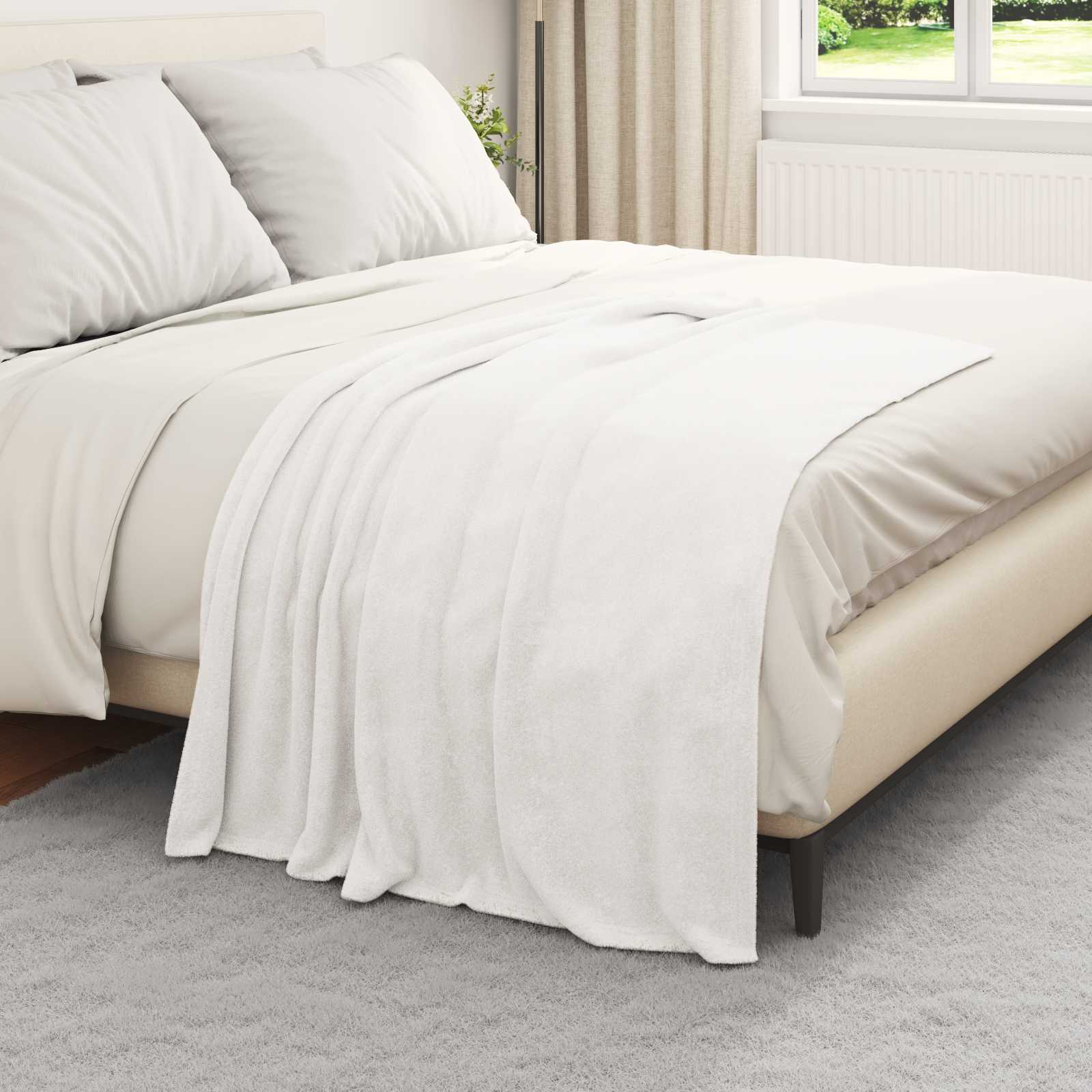Wohndecke Weiß 130 x 150 cm 0.51 kg Fleece