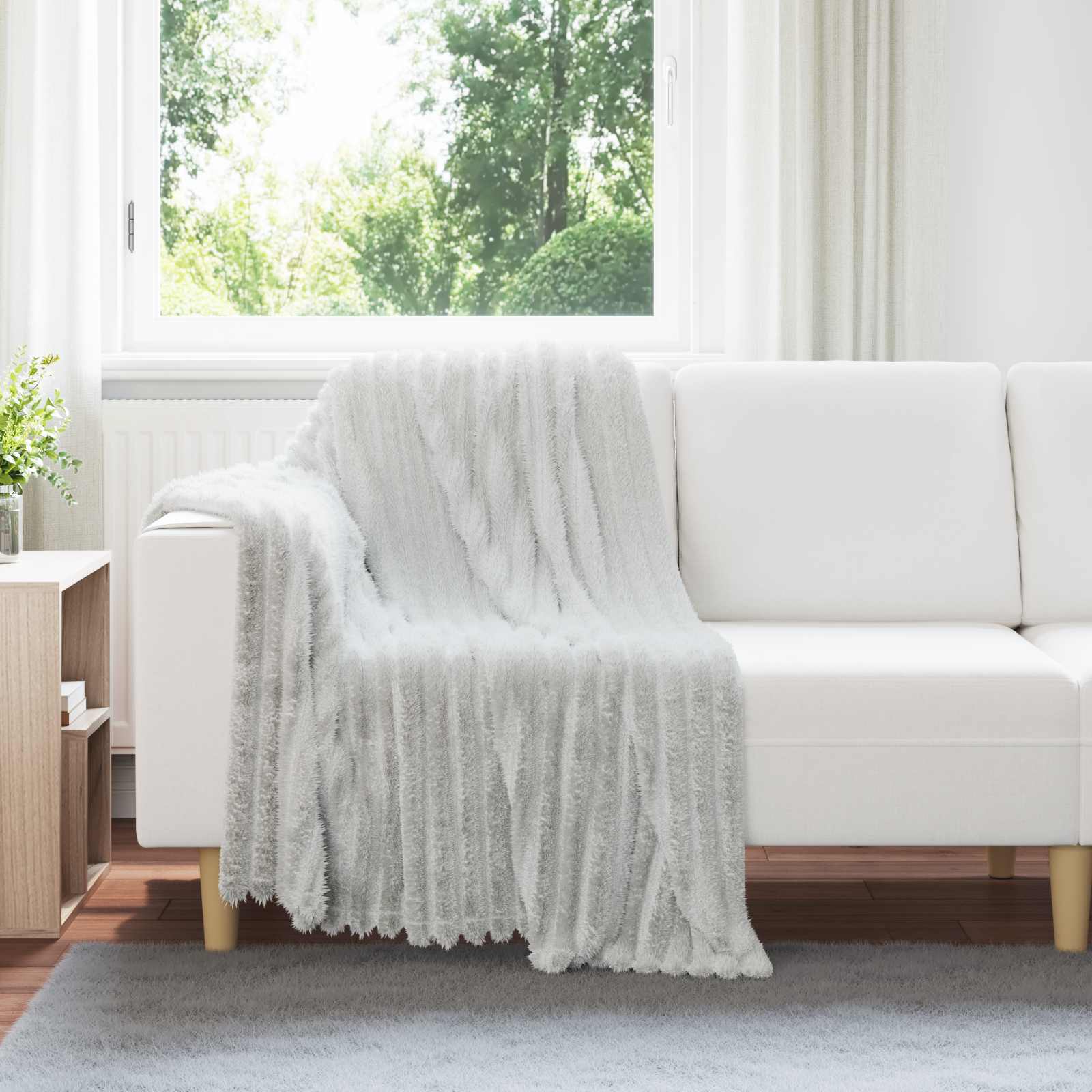 Wohndecke Grau 95 x 220 cm 0.45 kg Fleece
