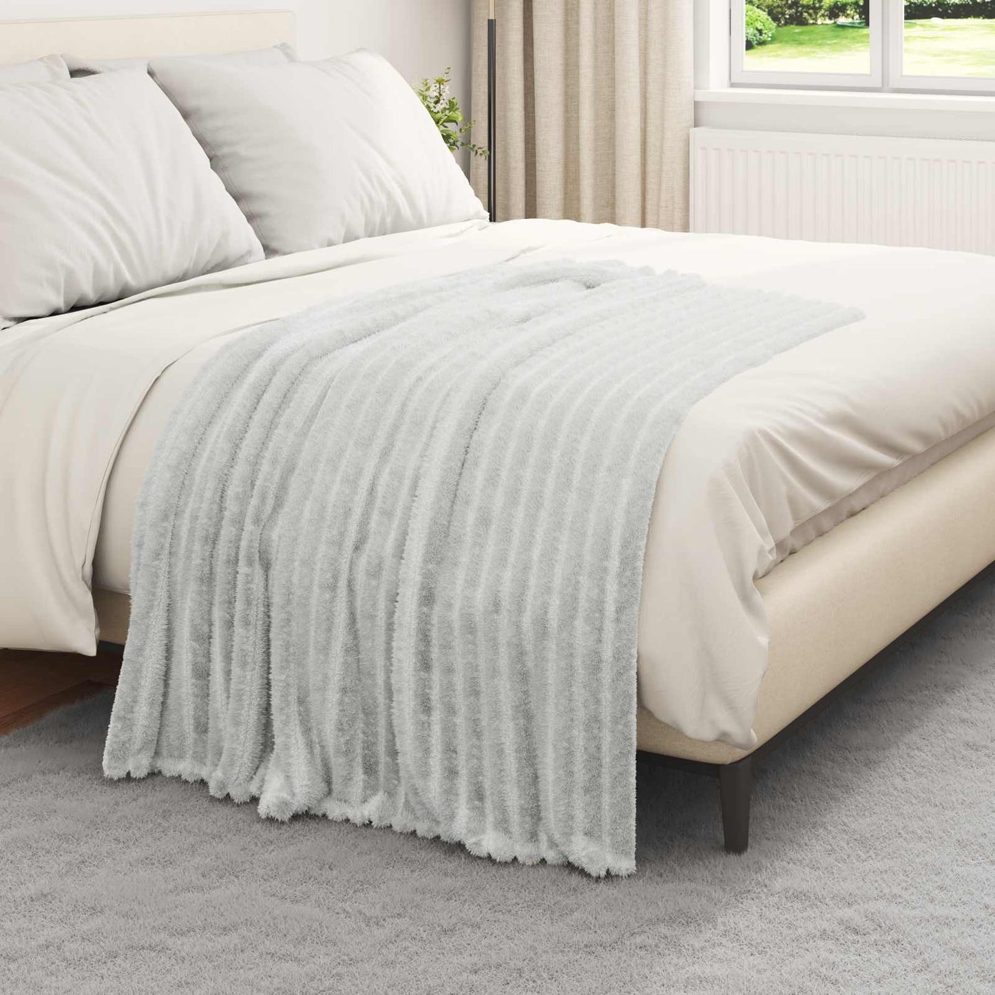 Wohndecke Grau 95 x 220 cm 0.45 kg Fleece