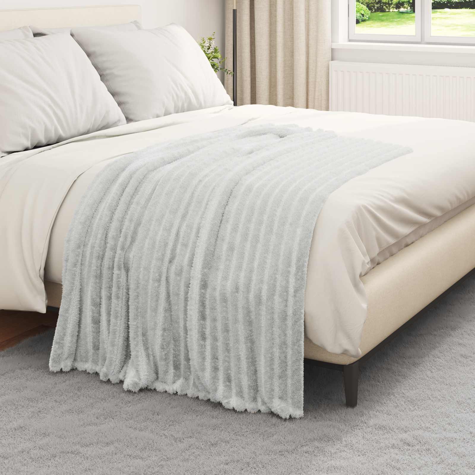 Wohndecke Grau 95 x 220 cm 0.45 kg Fleece