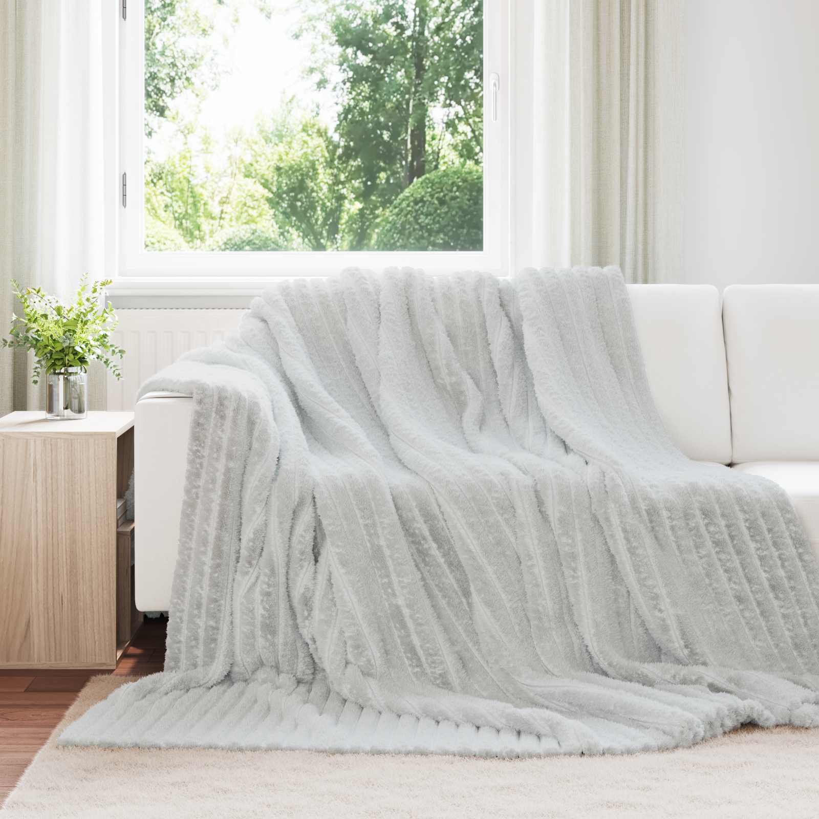 Wohndecke Grau 240 x 220 cm 1.36 kg Fleece
